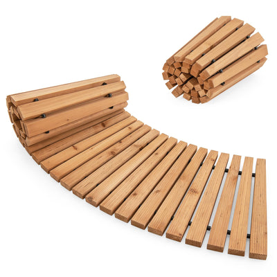 Lucktree Garden Pathway Roll Up - 7ft Curved Wood Walkway 17 inch Width