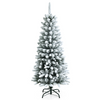 Lucktree Snow Flocked Pencil Christmas Tree, Hinged Artificial Slim Xmas Tree - LucktreeUS