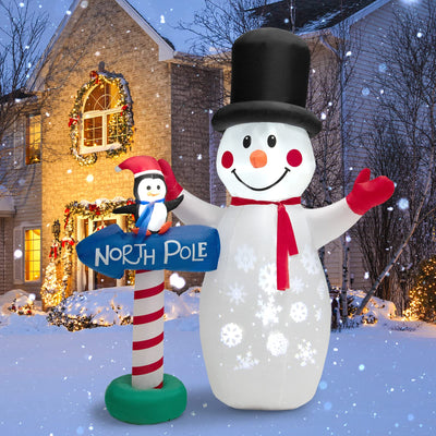 Lucktree 6 FT Inflatable Christmas Snowman, Blow up Xmas Decoration w/ Penguin Guidepost