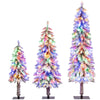Lucktree 3' 4' 5' Pre-Lit Snow Flocked Christmas Tree Set of 3 with 300 Multicolored LED Lights
