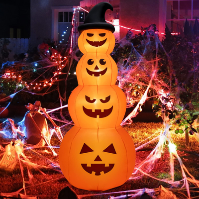 Lucktree 8 FT Halloween Inflatable Pumpkin, 4 Pumpkins Stack Halloween Decorations