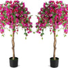 Lucktree 4.5FT Bougainvillea Artificial Tree, Fake Potted Plant w/ 312 Flowers