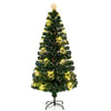 Lucktree 6ft Pre-Lit Fiber Optic Christmas Tree, Top Star, 230 Branch Tips, Metal Stand, Office Home Decoration