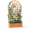 Lucktree Wooden Raised Garden Bed with Trellis 71" Outdoor Planter Box Privacy Screen
