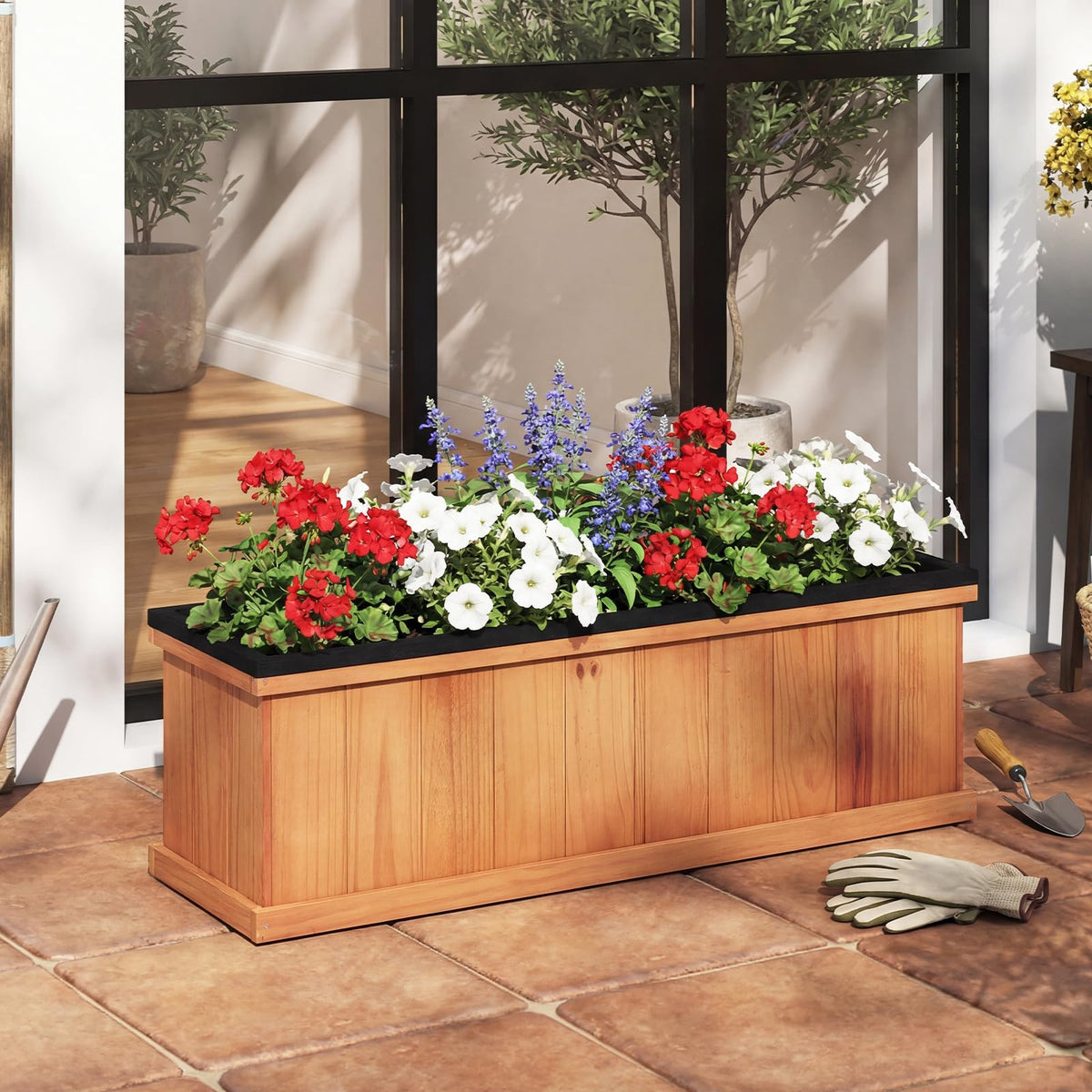 Lucktree Outdoor Raised Garden Bed 28” x 10” x 10” Pine Wood Planter Box
