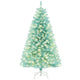 Lucktree 6/7 FT Blue Pre-Lit Christmas Tree, Artificial Hinged Xmas Full Tree with 280/380 Warm White LED Lights