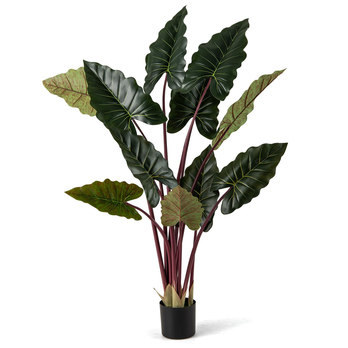 Lucktree 63" Tall Fake Pre-Potted Plant w/ 11 Faux Leaves & Bendable Stems