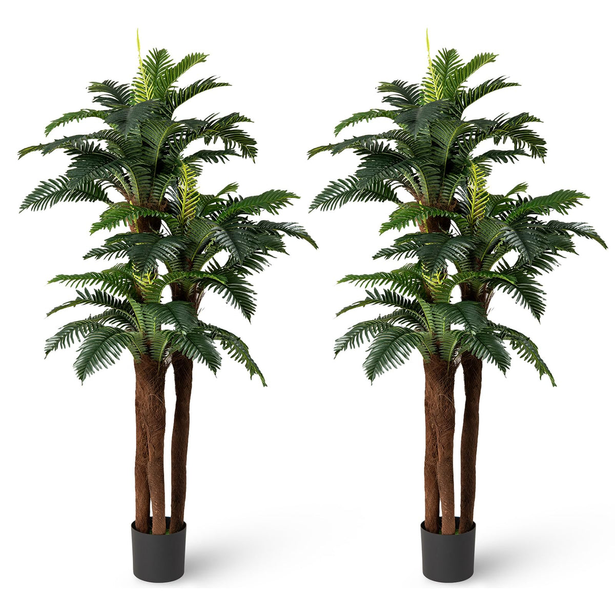 Lucktree 6.3 ft Tall Fake Tropical Plant with 45 + 3 Adjustable Leaves 3 Real Barks & Moss (2 Pack)