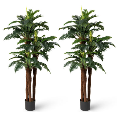 Lucktree 6.3 ft Tall Fake Tropical Plant with 45 + 3 Adjustable Leaves 3 Real Barks & Moss (2 Pack)