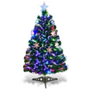 Artificial Pre-Lit Christmas Tree Fiber Optic Tree with Metal Stand, Xmas Tree for Holiday Decor - LucktreeUS