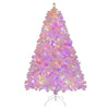 Lucktree 6FT Pink Pre-lit Christmas Tree, Hinged Snow Flocked Artificial Xmas Tree, Seasonal Holiday Decoration for Office Home
