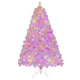 Lucktree 6FT Pink Pre-lit Christmas Tree, Hinged Snow Flocked Artificial Xmas Tree, Seasonal Holiday Decoration for Office Home