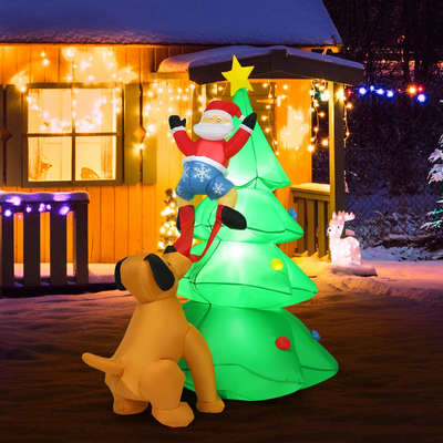 Lucktree Inflatable Christmas Tree, Inflatable Santa Claus Climbing Tree