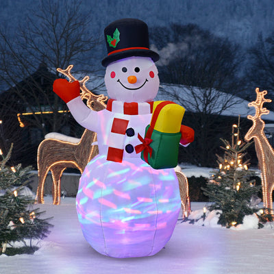 Lucktree Inflatable christmas Snowman, Santa Claus, Built-in Colorful LED Lights