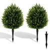 Lucktree 2 Pack Faux Cedar Bushes with Ground Spike Sun-Protective Fake Shrub Plants