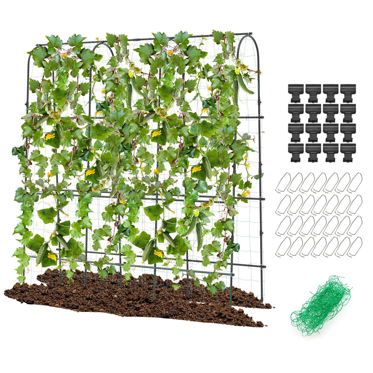 Lucktree Garden Arched Trellis for Climbing Plants, 71” x 71” U-Shaped Tall Cucumber Trellis for Raised Garden Bed