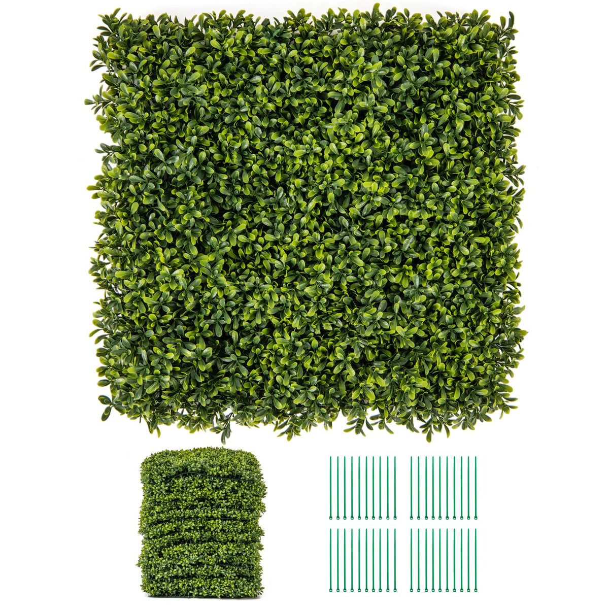 Lucktree 20" x 20" Artificial Boxwood Panels 12PCS, 33.3 Sq.ft Garden Privacy Fence Screen (Boxwood)
