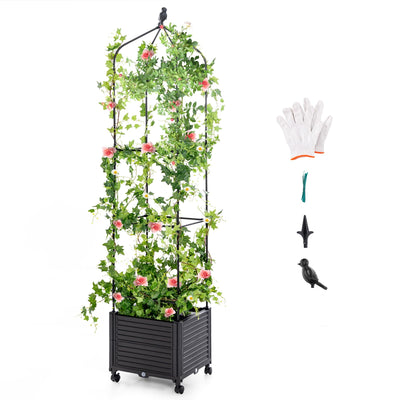 Lucktree Raised Garden Bed with Tomato Cages, Obelisk & Bird Top