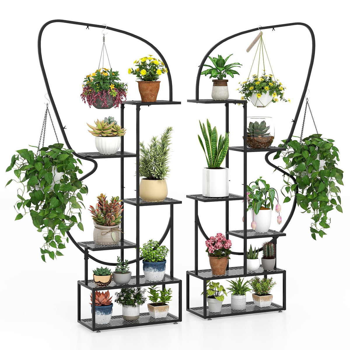 Lucktree 2 Pack 6-Tier Butterfly-Shaped Plant Stand Indoor