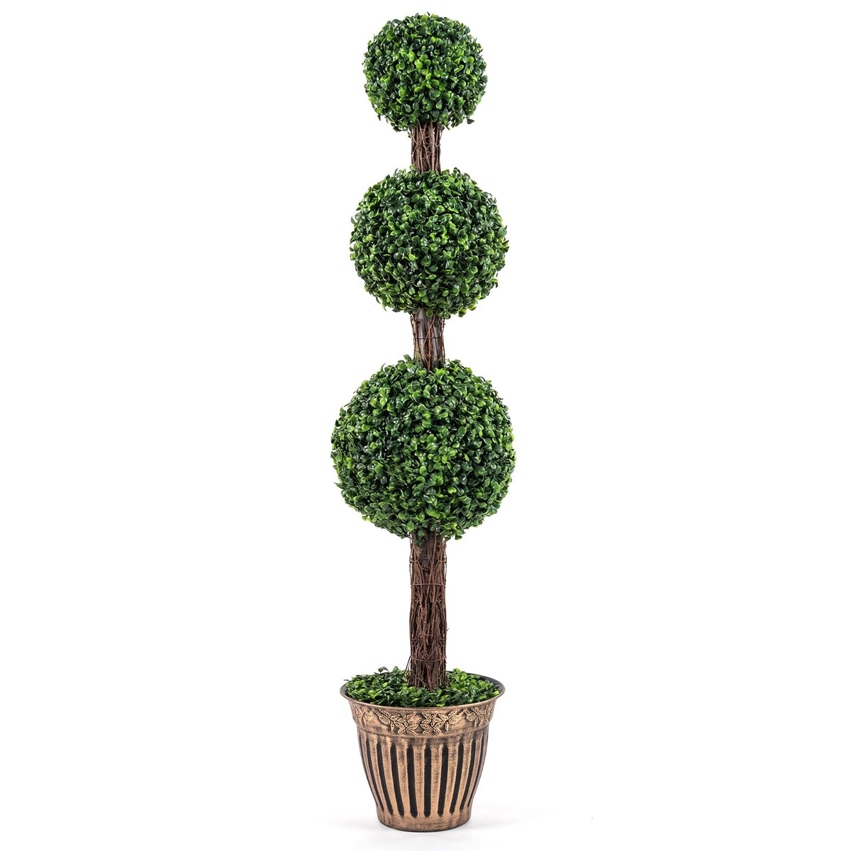 Lucktree Artificial Triple Ball Boxwood Tree 4 FT Fake Topiary Tree(1/2)
