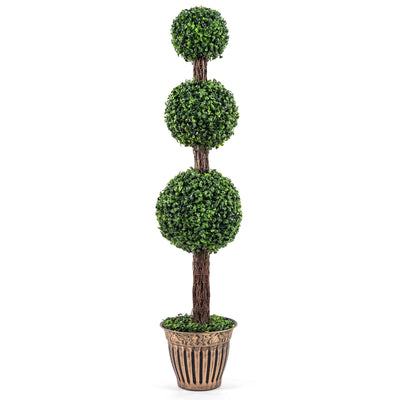 Lucktree Artificial Triple Ball Boxwood Tree 4 FT Fake Topiary Tree(1/2)