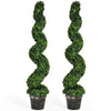 4FT Artificial Spiral Boxwood Topiary Tree Set of 2, Faux Decorative Plants in Cement-Filled Plastic Pot - LucktreeUS
