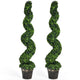 4FT Artificial Spiral Boxwood Topiary Tree Set of 2, Faux Decorative Plants in Cement-Filled Plastic Pot - LucktreeUS
