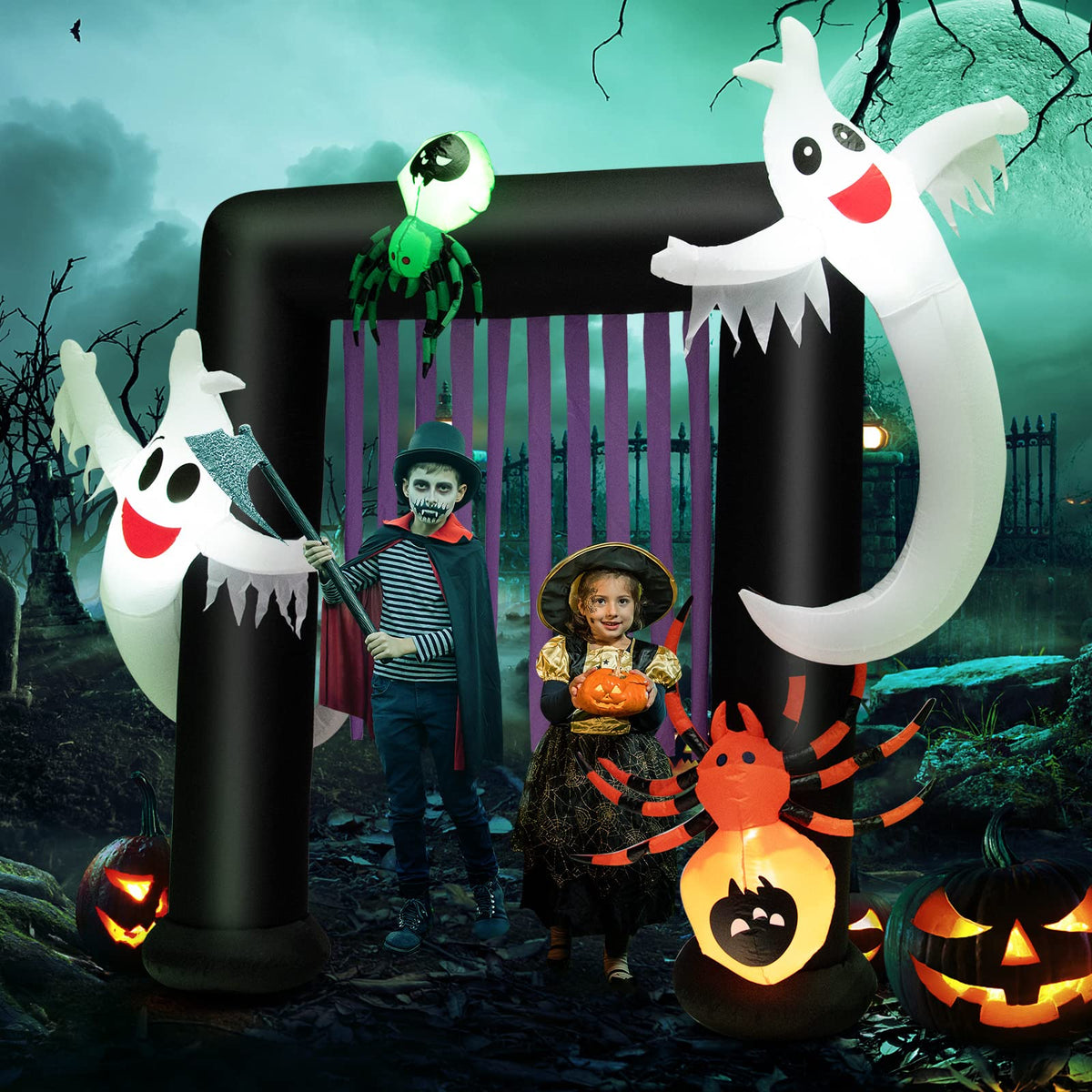 Lucktree Halloween Decorations, Halloween Inflatable Ghost With Led Lights