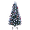 Lucktree Pre-lit Fiber Optic Christmas Tree, Artificial Snowy Xmas Tree with 49 Cool White LED Lights