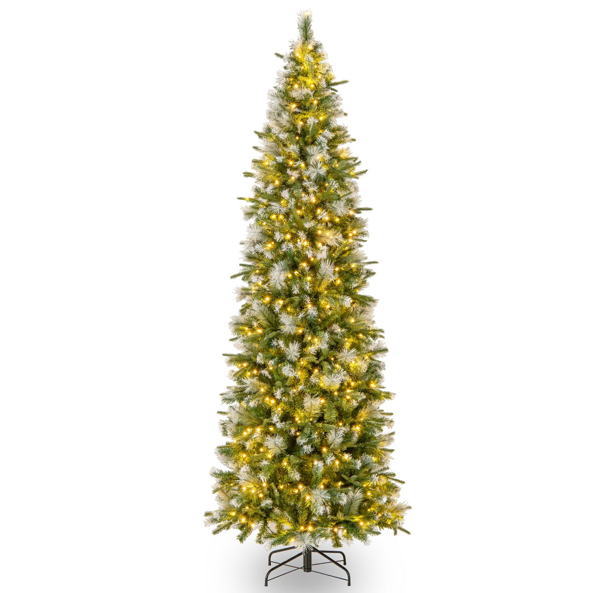 Lucktree 6ft / 7.5ft / 9ft Pre-Lit Pencil Christmas Tree with Flocked Frosted Tips & LED Lights