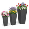 Lucktree 3-Piece Wicker Planters Tapered PP Rattan Plant Boxes with Plastic Flower Pots