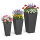 Lucktree 3-Piece Wicker Planters Tapered PP Rattan Plant Boxes with Plastic Flower Pots