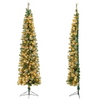 Lucktree 7ft Pre-Lit Half-Shape Christmas Tree, Artificial Xmas Tree W/ 403 Branch Tips - LucktreeUS
