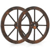 Lucktree 24-Inch Wagon Wheels 2/4 Pieces Carbonized Solid Fir Wood