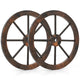 Lucktree 24-Inch Wagon Wheels 2/4 Pieces Carbonized Solid Fir Wood