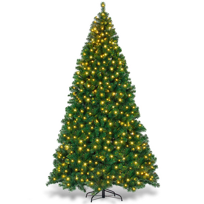 Lucktree 9ft Artificial Pre-lit Christmas Tree Premium Spruce Hinged Tree with 700 LED Lights and Solid Metal Stand - LucktreeUS