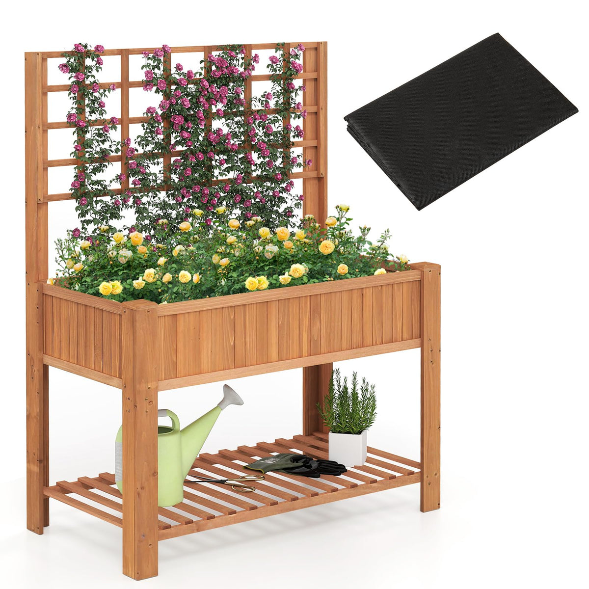 Lucktree Raised Garden Bed with Trellis