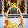 Lucktree Christmas 6 Feet Lighted Nativity Scene Yard Decoratio with 240 Warm White LED Lights