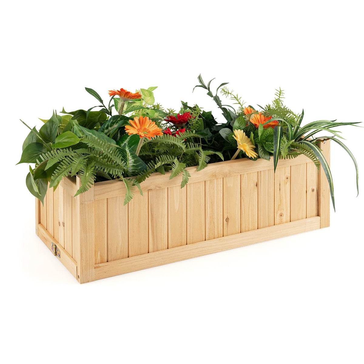 Lucktree 15” Planter Raised Garden Bed - Wooden Planting Box, Outdoor Folding Square Planter