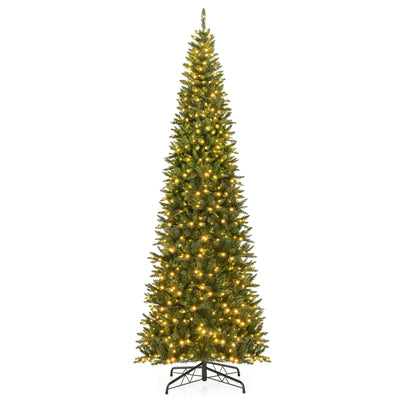 Lucktree 12ft Pre-Lit Artificial Christmas Tree with 360° Quick Power Connector