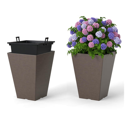 Lucktree Self-Watering Flower Pots withith Removable Inner Bucket & Drainage Holes