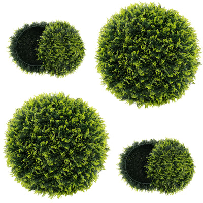 Lucktree 2 PCS 22 Inch Artificial Cedar Topiary Ball, Round Faux Cypress Balls Outdoor, Fake Plant Sphere