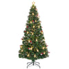 Lucktree Pre-Lit Fiber Optic Christmas Tree, Artificial Snowy Xmas Tree with Warm White LED Lights