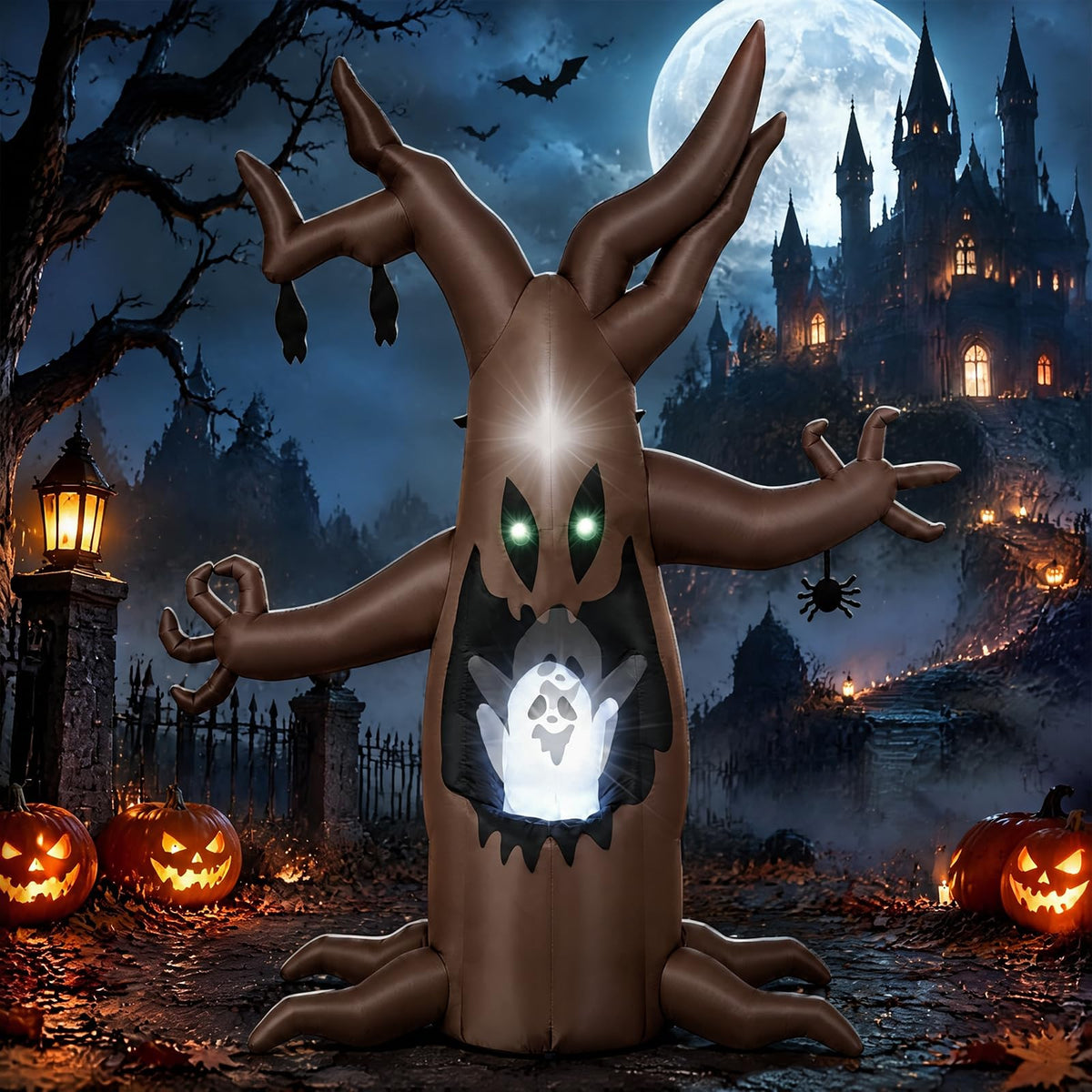 Lucktree 8 FT Halloween Inflatable Dead Tree with Animated Popping Ghost
