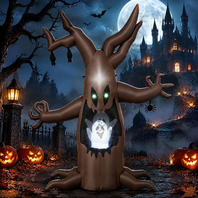 Lucktree 8 FT Halloween Inflatable Dead Tree with Animated Popping Ghost