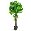 Lucktree 44’’ Artificial Crabapple Tree, Tall Fake Plant in Pot with Real Wood Trunk