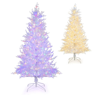 Lucktree 6ft Pre-Lit Artificial Christmas Tree with 300 Multi-Color & Warm-White Fairy LED Lights