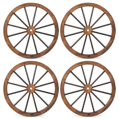 Lucktree 30-Inch Wagon Wheels 4 Pieces, Decorative Wooden Wheels