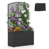 Lucktree 49 inch Tall PE Rattan Raised Garden Bed with Trellis