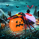Lucktree 5 FT Halloween Inflatable Spider with Pumpkin, LED Lighted Halloween Decoration